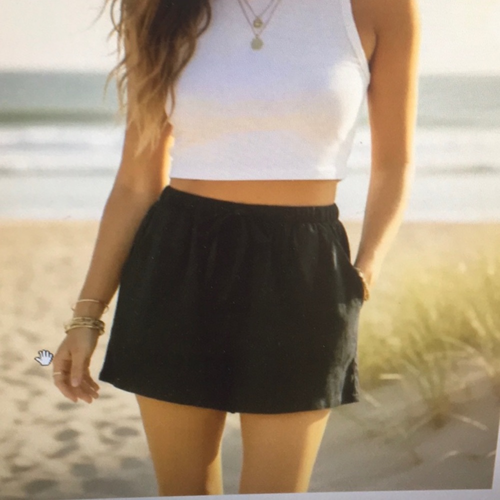 AUTOMET/BLACK/LINEN BLEND PAPER BAG SHORTS/NEW